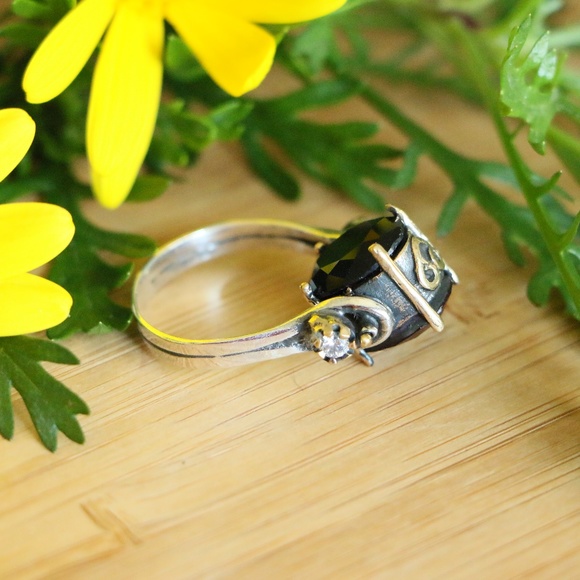 Sterling Silver Jade Stones Revers Style Rings - Picture 6 of 6